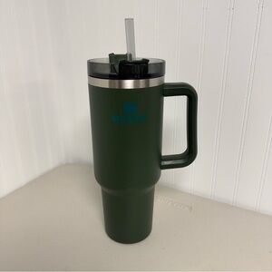 Stanley Forest Green Travel Mug with Handle and Straw
